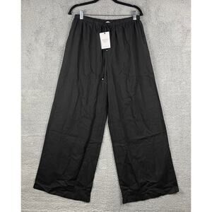 Princess Polly Women's US10 Black Ogilvie Linen  Rayon Blend Pants w/ Drawstring